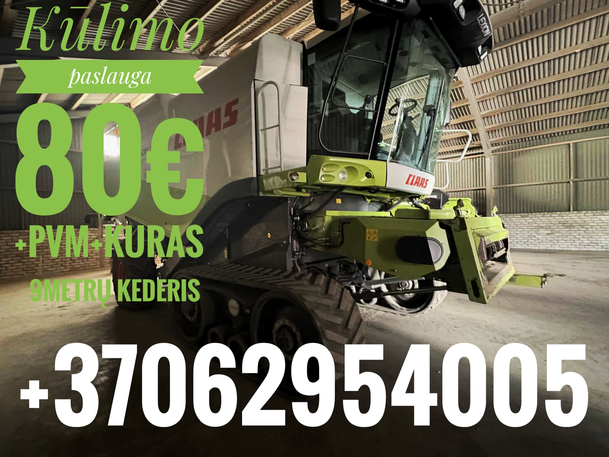 Kūlimas su Class Lexion 580TT+ vikšriniu kombainu